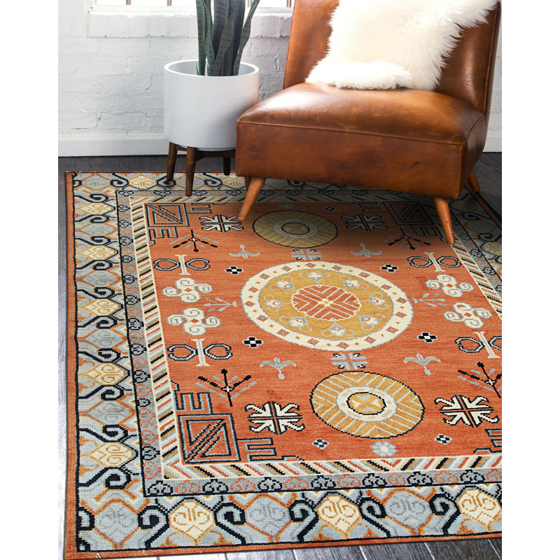 Tapis floral en laine noué à la main Jade Traditional, Rectangle de 10 pi x 14 pi