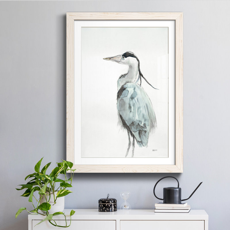 Heron Ii - reproduction de cadre photo sur papier, H 31 po x l 44 po x P 1 po, Blanc
