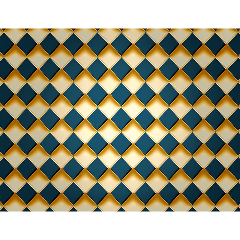 Polyester Comforter, Twin Comforter, Blue/Gold Argyle