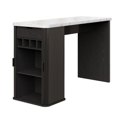 Counter Height Dining Table With Storage, Rectangular Bar Table With Drawer And Wine Rack by Ebern Designs