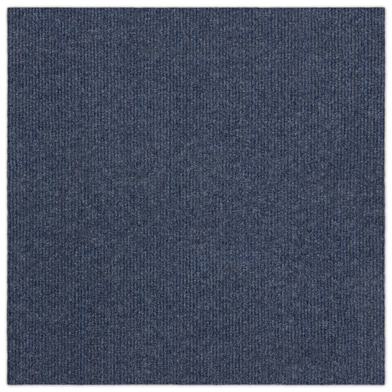 EAZY Floor Asheville Rib 18"x 18" Peel and Stick Carpet Tile Blue, Blue