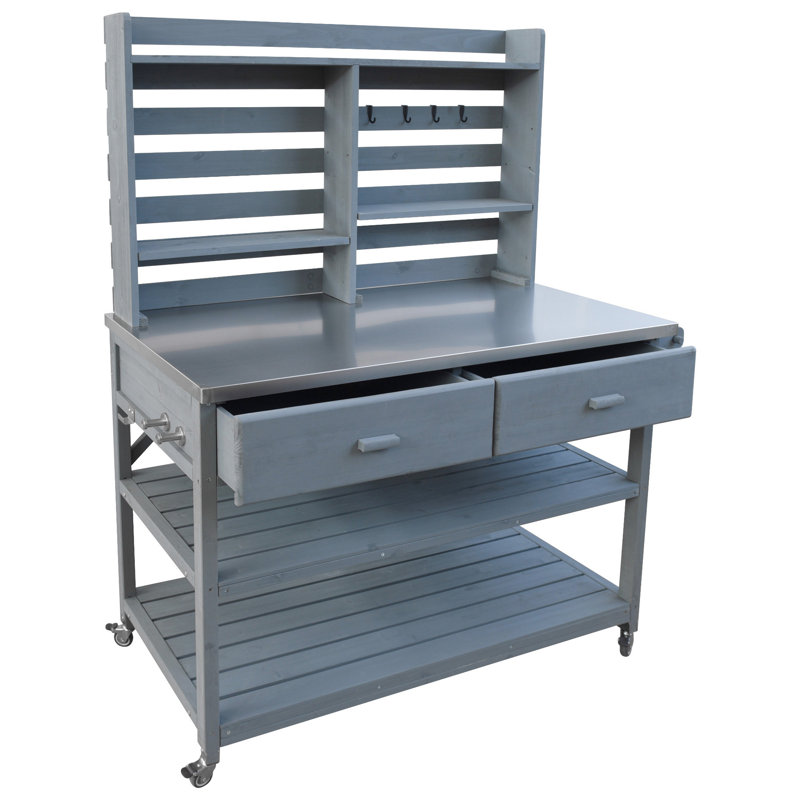 Table de rempotage d'extérieur 64,9 "H avec roues verrouillables, Gris
