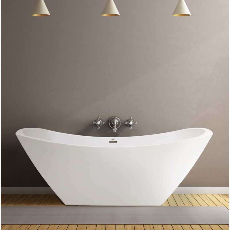 Denali 70'' L Freestanding Soaking Bathtub, Matte White