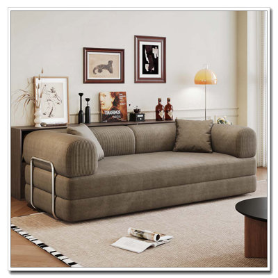 Canapé à compression de 78,8 po, canapé-lit convertible au sol avec accoudoirs de soutien pour dossier, canapé-lit futon confortable, causeuse modulaire désossée, tissu en velours côtelé