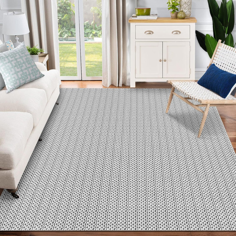 Ft Vintage Print Boho Rug, Non-Slip, Washable, Stain-Resistant, Low Pile Carpet for Living Room/Bedroom/Kitchen (Black)