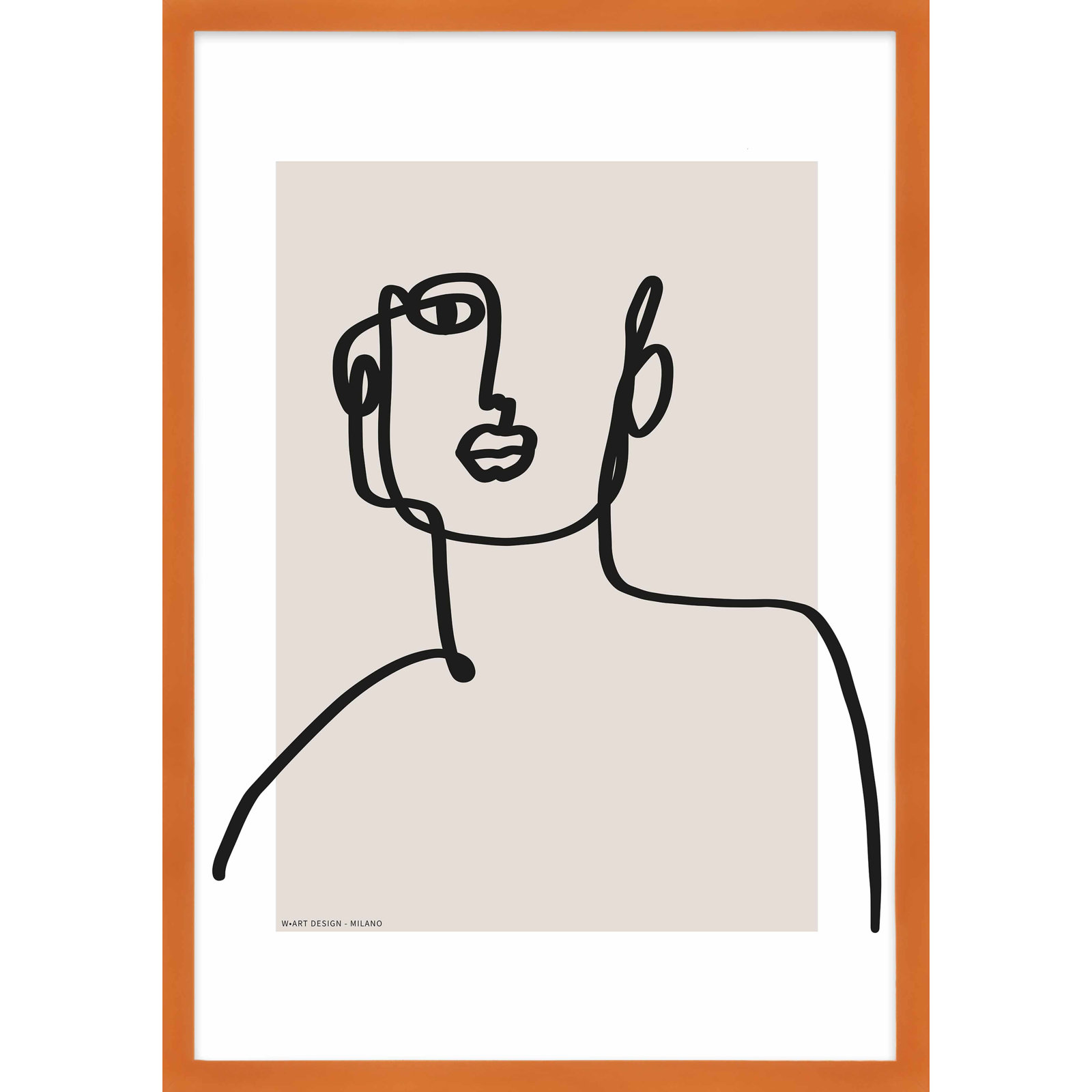 Romina Gadler "Figure and Form 2" Print, 25" H x 17.5" W x 1.25" D, Orange Framed Paper