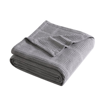 Kenneth Cole Waffle Grid Solid Cotton Blanket