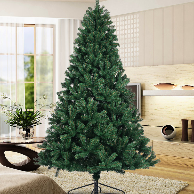 Sapin de Noël artificiel de 6 pi, style moelleux, 1000 pointes de branches, support en métal pliable, épinette tentante, naturel avec un entretien facile