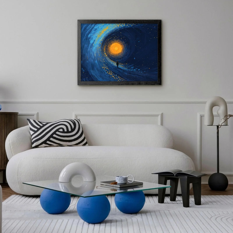 Reproduction de science sur l'espace, art de thème de l'exploration de l'espace - Voyageur cosmique approchant le vortex