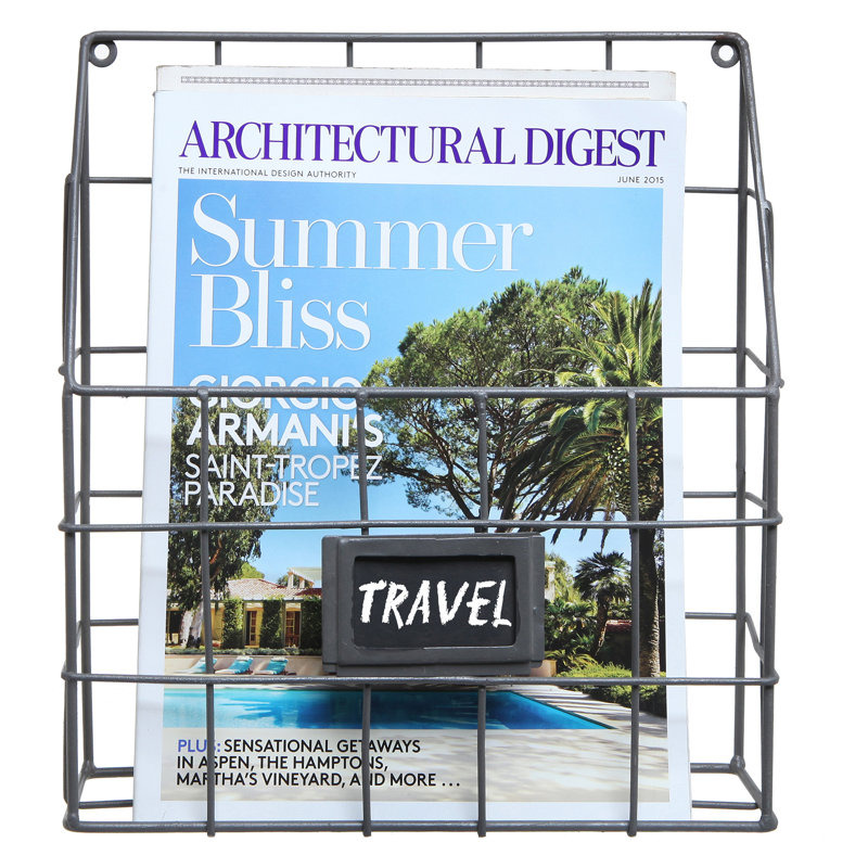 Metal Free Standing Magazine Rack, Grey