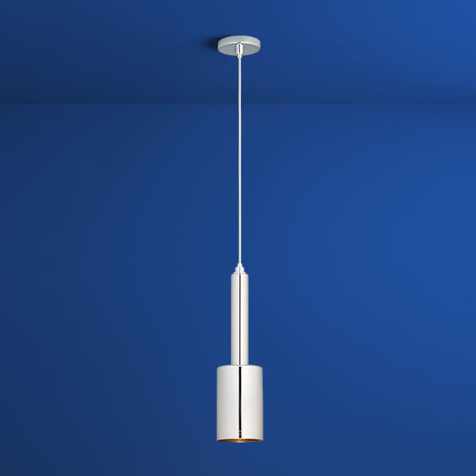 1 - Light Cylinder Pendant, Polished Chrome, Mirror Glass