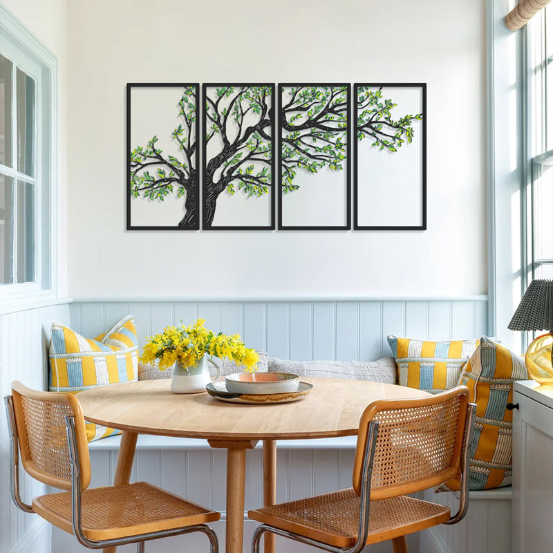 Seasons' Vibes Metal Wall Art Set 4 Piece - Tree of Life, Summer, 39" H x 79" W x 1" D