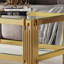 Table basse supérieure et inférieure en verre trempé double couche et cadre en acier inoxydable avec finition miroir