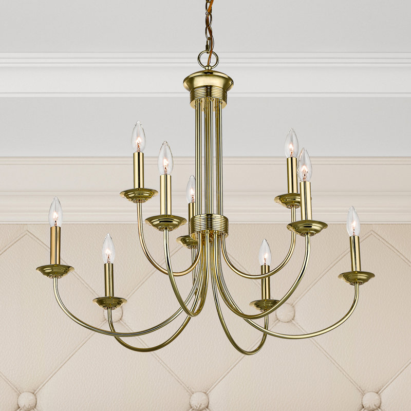 Arunvir 9 - Light Dimmable Chandelier, Polished Brass