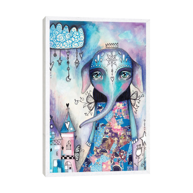 Elephant Of Love by Tamara Laporte - Print on Canvas, 101.6 cm H x 66.04 cm W, White Framed