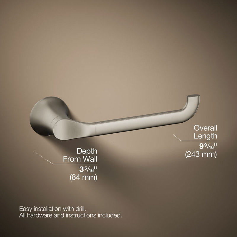 Simplice Wall Mounted Towel Bar, Vibrant Brushed Nickel