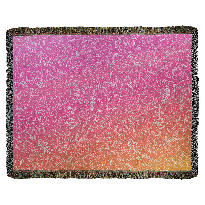 Couverture en coton tissé Katelyn Elizabeth Ditsy, l 37 po x L 52 po, Rose / Orange