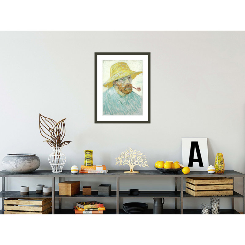 Autoportrait avec tuyau et chapeau de paille par Vincent van Gogh, H 29,5 po x l 23,17 po