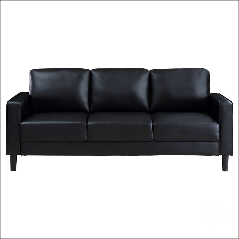 Élégant canapé à accoudoirs droits avec assise confortable et design d'inspiration Mid-Century, parfait pour les espaces de vie contemporains
