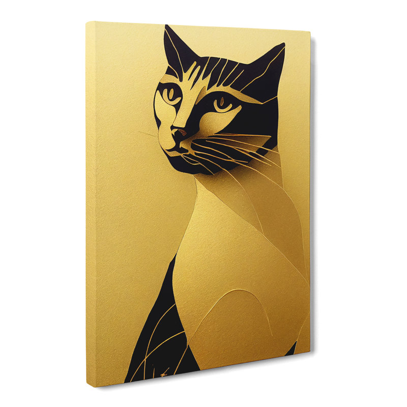 Golden Cat - Wrapped Canvas, 50cm H x 35cm W x 3cm D
