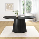 72"×37"W×30"H Oval Wood Pedestal Dining Table