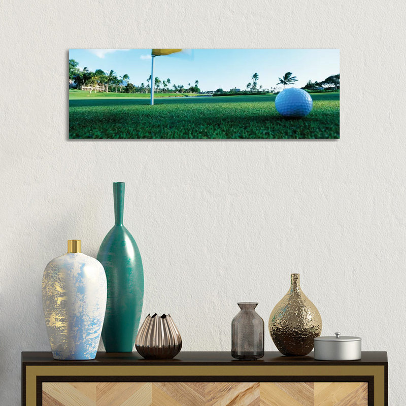 Close Up Golf Ball And Hole, Hawaii, USA - Wrapped Canvas Panoramic Print, 30.48 cm H x 91.44 cm W x 1.91 cm D