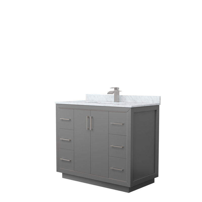 Icon 42" Single Bathroom Vanity Set, Brushed Nickel, Dark Gray