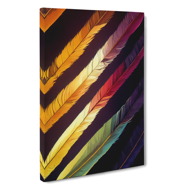 Feather Stripes - Wrapped Canvas Print, 50cm H x 35cm W x 3cm D