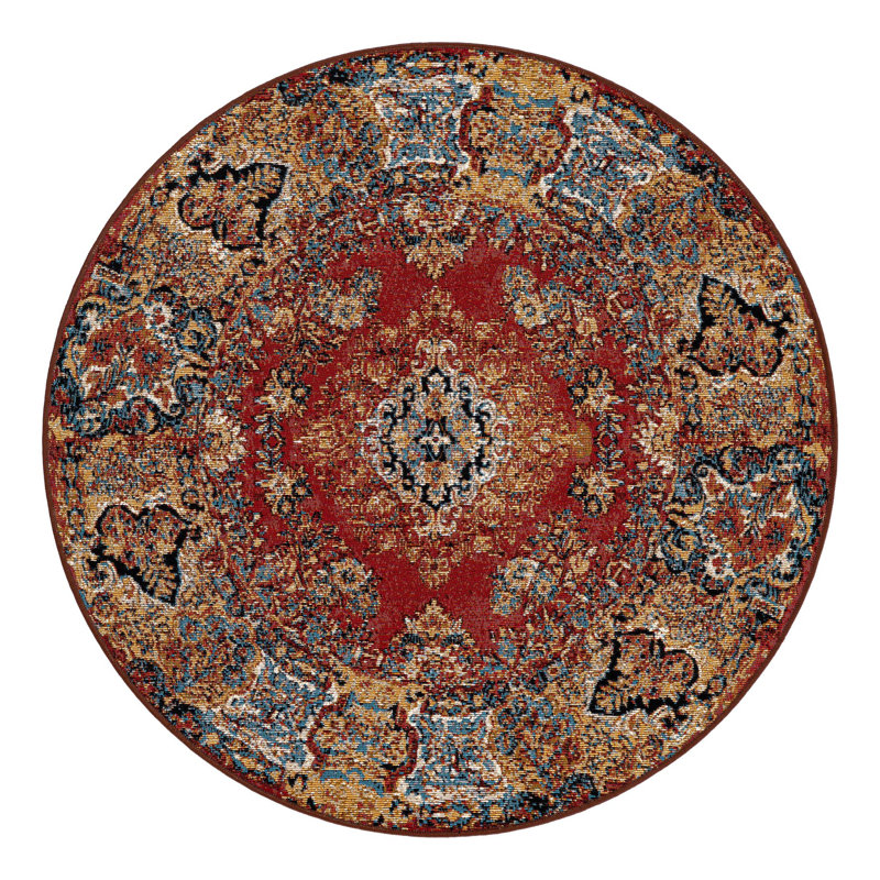 Indoor/Outdoor Traditional Area Rug, Round 4'1"