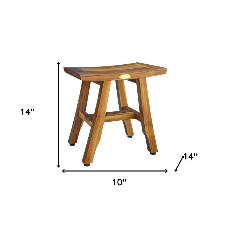 Ripley Compact Curvilinear Teak Shower Or Outdoor Bench In Brown Finish