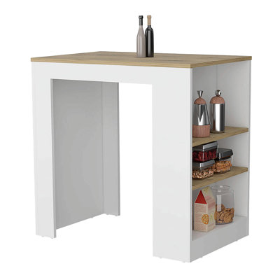 Portree Kitchen Island With 3-Side Shelves
