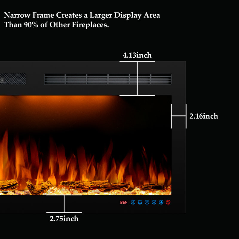 Schonbrunn Recessed Wall Mounted Electric Fireplace, Wide Screen & Ultra-Thin Frame, 17.7'' H X 95'' W X 5.5'' D