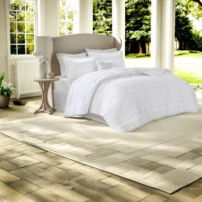 Ensemble de literie 1 pièce, couette blanche en polyester à volants pour lit California King