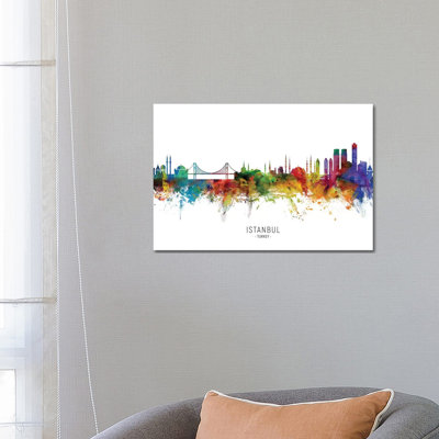 Istanbul Turkey Skyline by Michael Tompsett - Wrapped Canvas Print