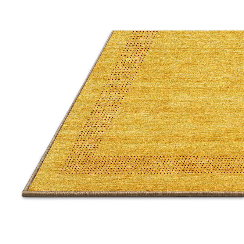 Tapis de zone jaune contemporaine, Rectangle 5 pi x 7 pi