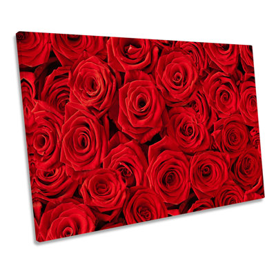 Red Rose Flowers Floral - Wrapped Canvas Art Prints