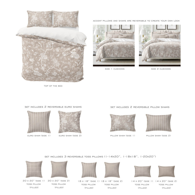 Elwood Natural Cotton Comforter Set  8 Piece, California King Comforter + 7 Additional Pieces