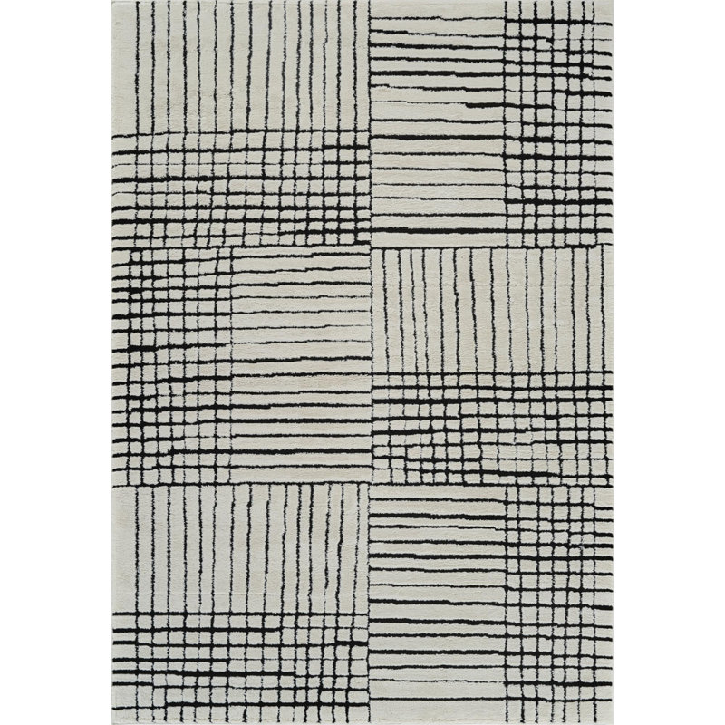 Tapis crème et noir 8 pi x 11 pi