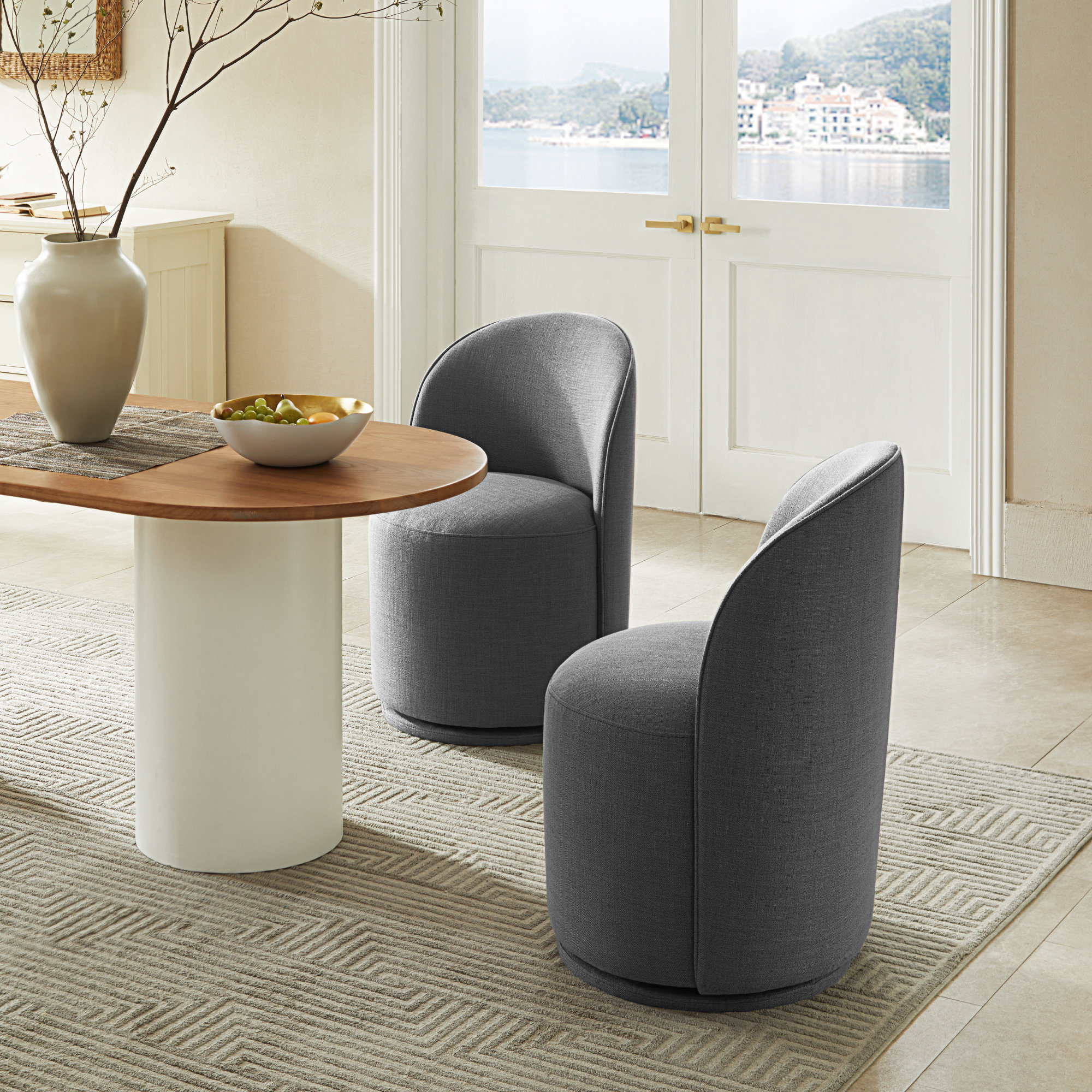 Sharlene Upholstered Side Chair, Effie Smoke Performance Linen