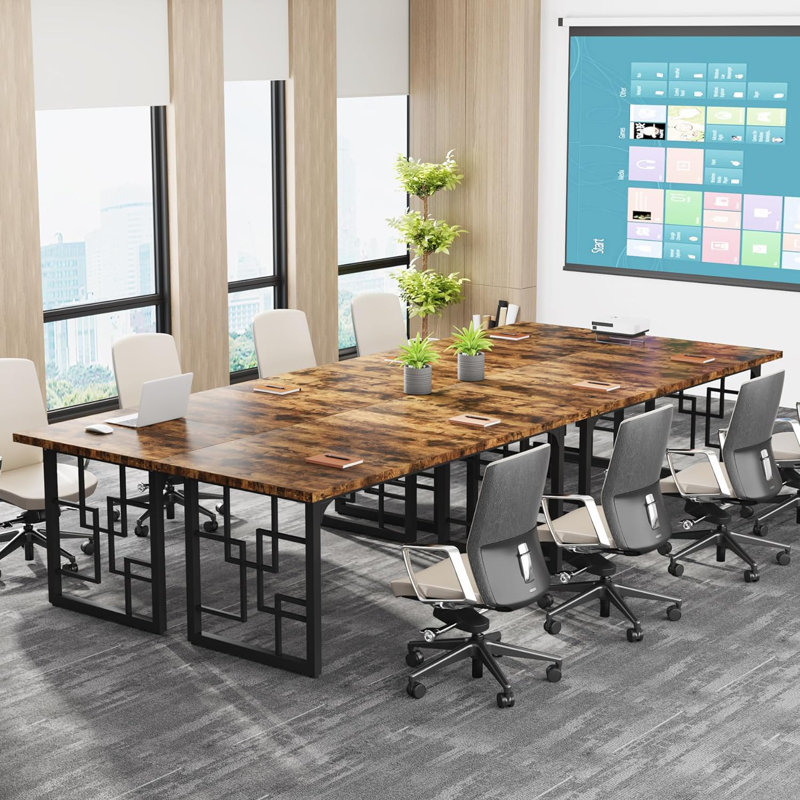 63'' L Breakroom Table, Rustic Brown, Black