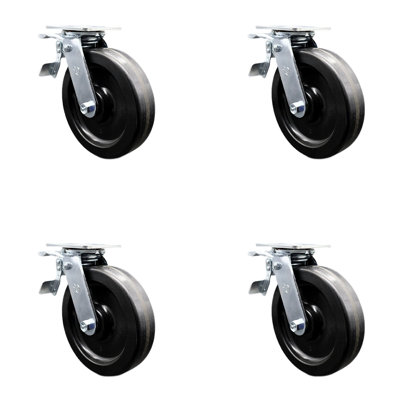 8 Inch Phenolic Caster Set with Roller Bearings and Total Lock Brakes SCC