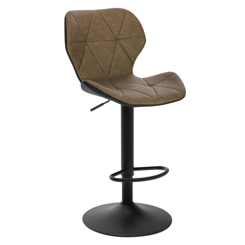Parrett Swivel Upholstered Adjustable Height Counter Stool with Metal Frame, Dark Brown
