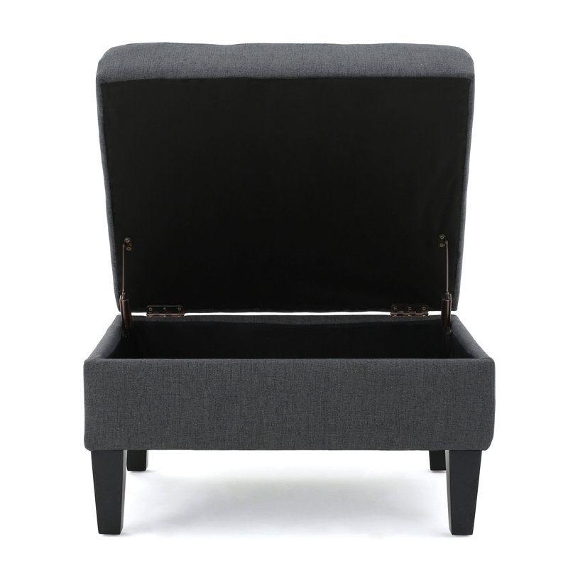 Anjuman Upholstered Ottoman, Dark Gray Polyester, Dark Gray 
