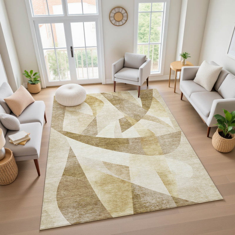 Premium Machine Washable Bitteridge AMF1836 Swirls Rug, Rectangle 2'6" x 3'10"