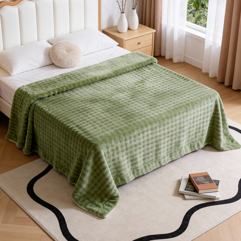 Machine Tufted Throw Blanket, 200cm x 230cm, Green
