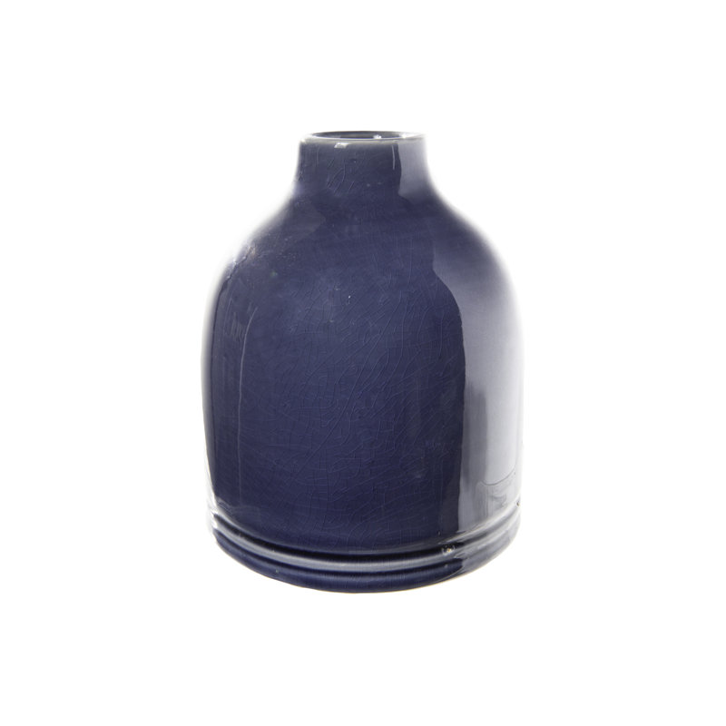 Vase en céramique, H 8,25 po x l 6,25 po x P 6,25 po, Bleu