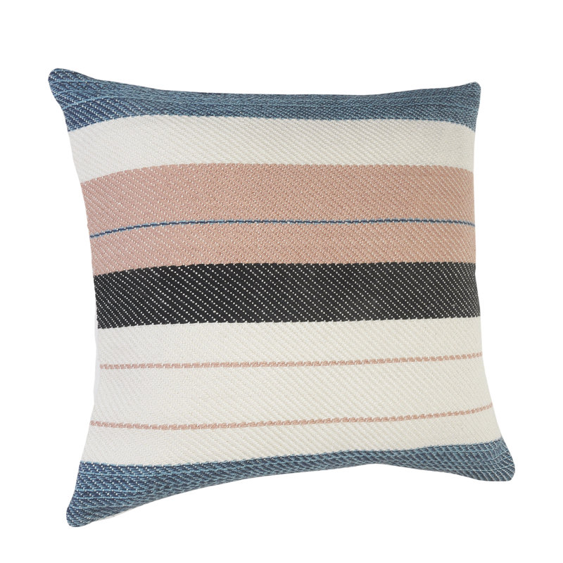24" Blue and White Striped Square Throw Pillow