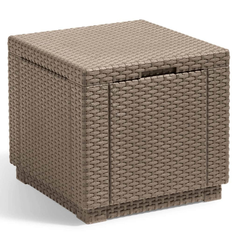 Allibert 42cm Wide Square Solid Colour Ottoman with Storage, Cappuccino