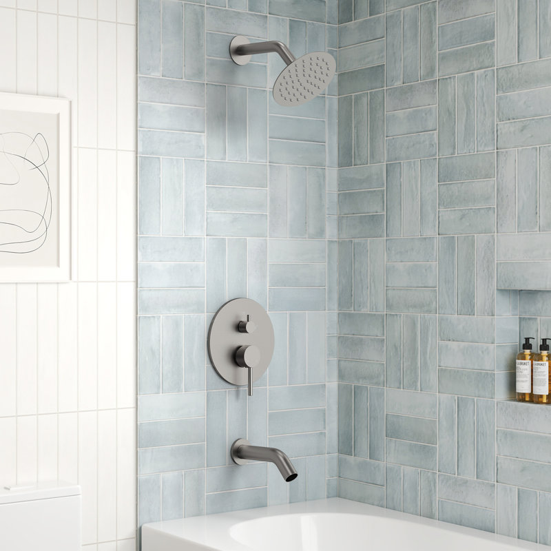 Dual-Function Tub and Shower Faucet Set, Tub And Shower Trim Kit, Valve Included, Brushed Nickel
