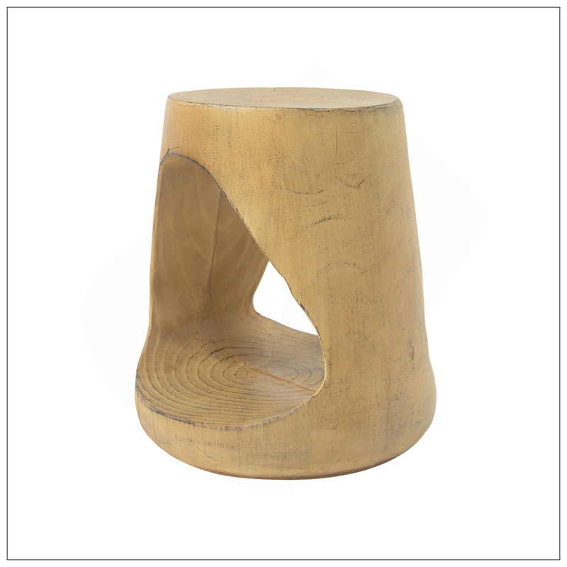 MGO Hollow Side Table, Wood-Like Texture, Natural Color, Natural